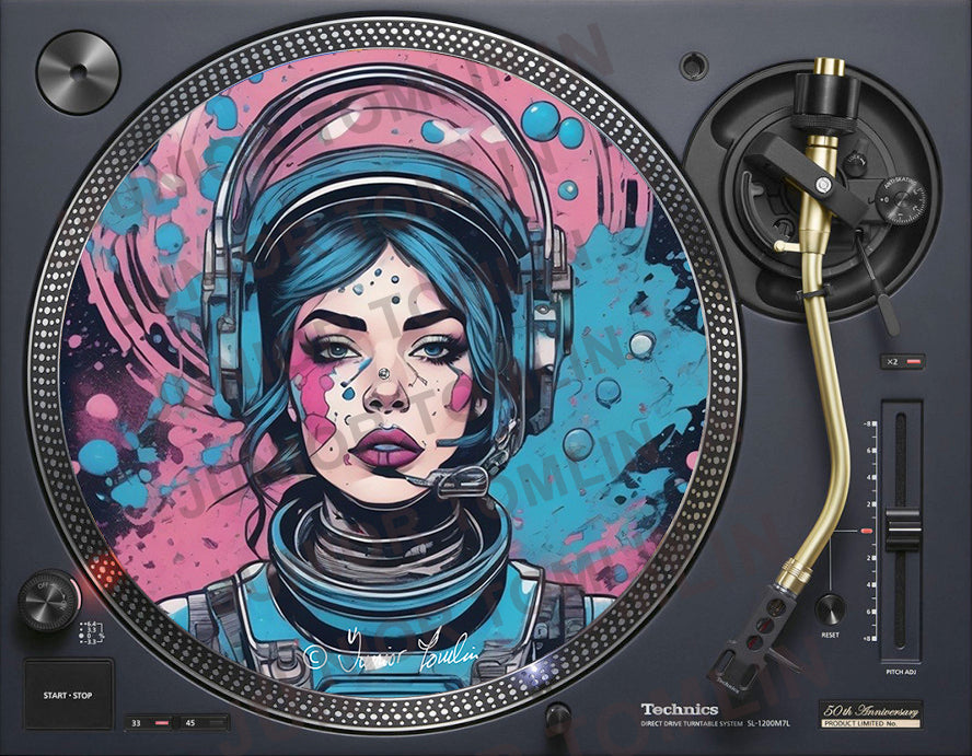 Blue and Pink Space Girl -  Original artwork by Junior Tomlin image 1